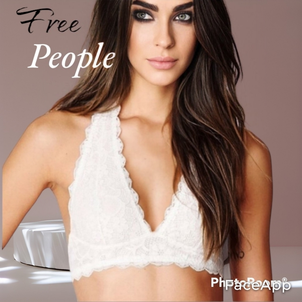 Free People Bralette Intimately Ivory Floral Lace Large